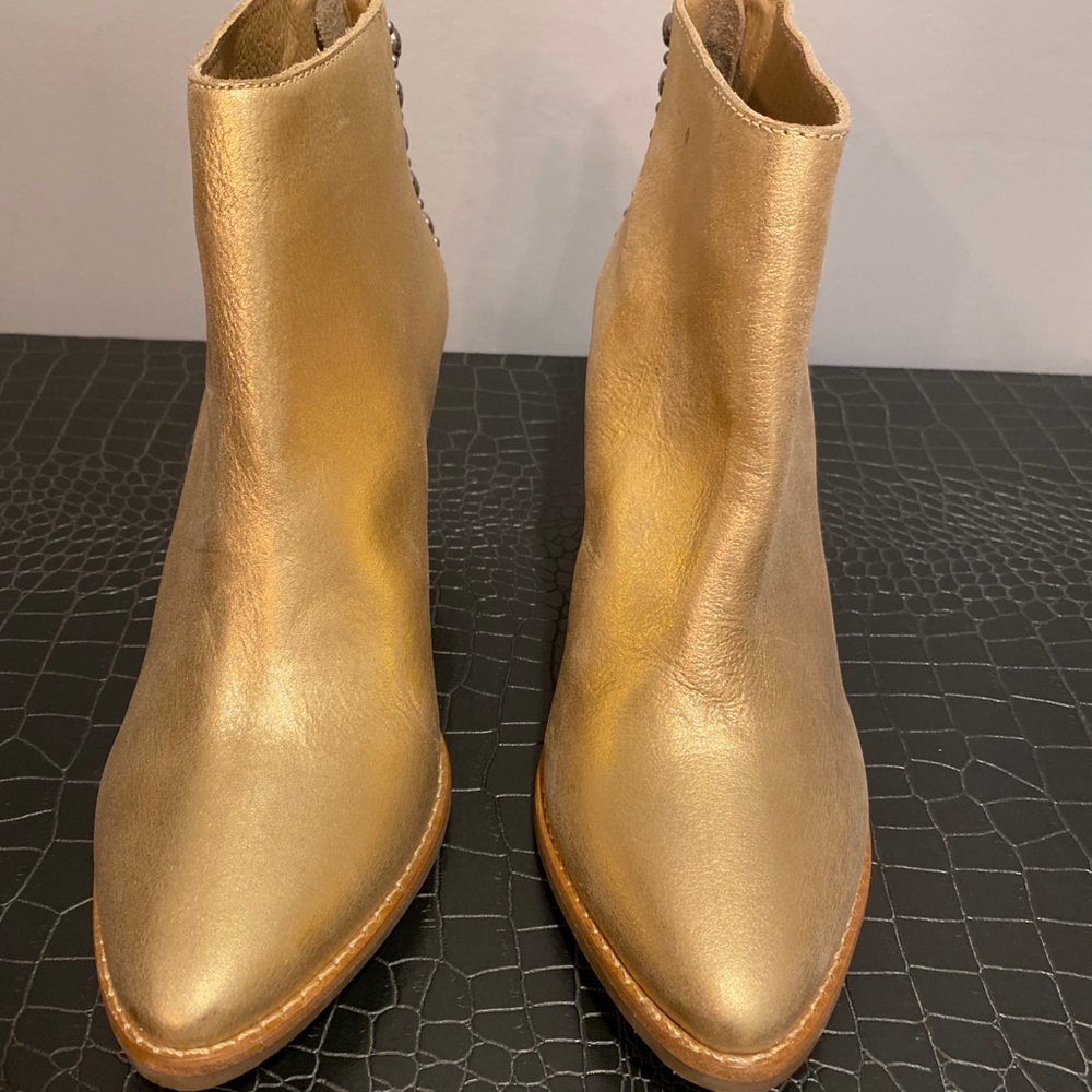 Gold Matisse booties with pewter studs NEW
